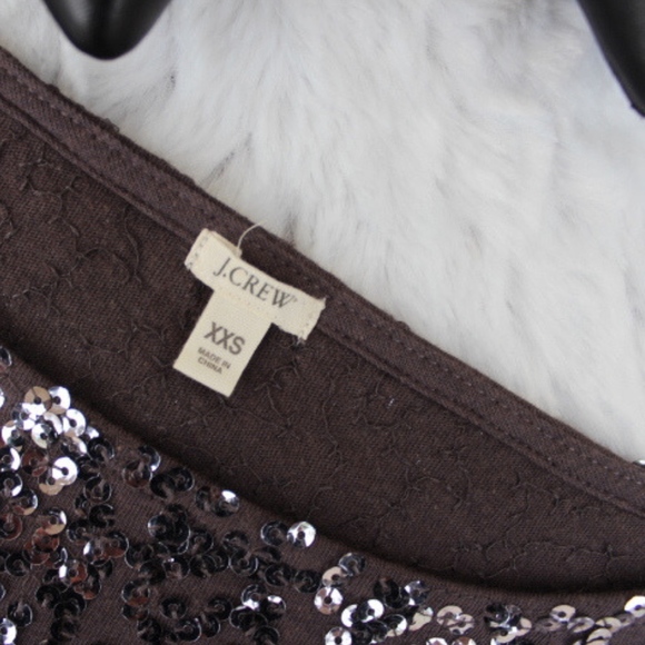 J CREW GRAY SEQUIN HALF SLEEVE TOP BOAT NECK TEE - Picture 4 of 7